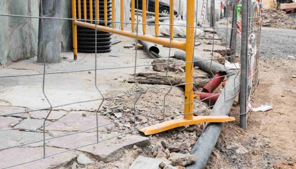 Kerb construction work beside a pavement
