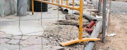 Kerb construction work beside a pavement