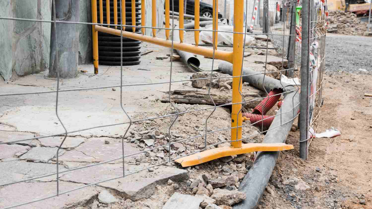 Kerb construction work beside a pavement