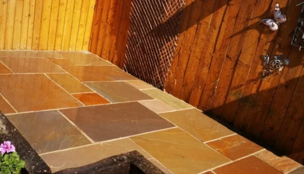 Sandstone garden paving with steps