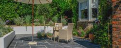 Garden dining terrace with outdoor seating