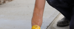 Worker finishing a concrete surface