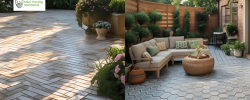 Hexagon and Herringbone Porcelain patio Tiles