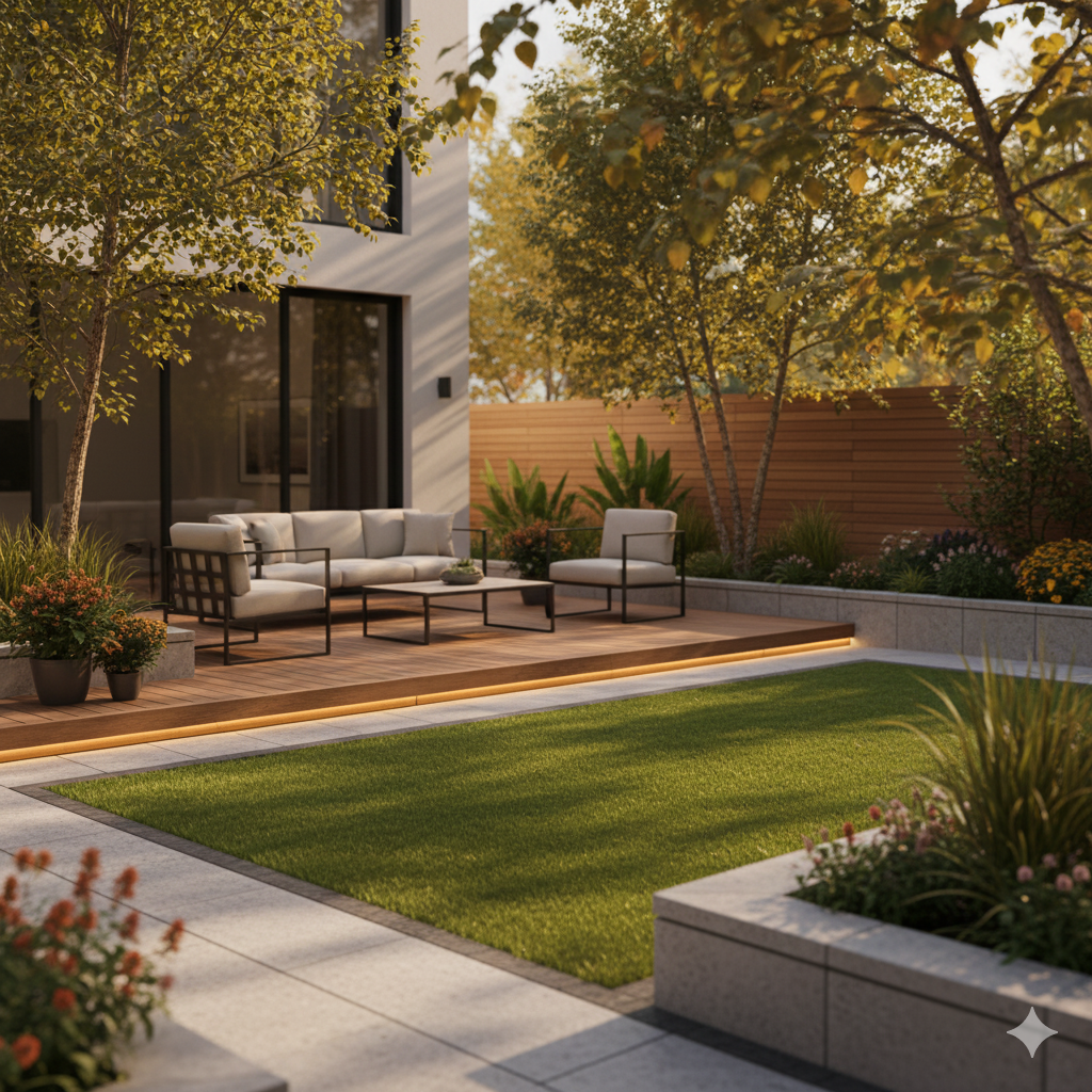 Artificial grass integrates beautifully with 2025’s outdoor design trends, from minimalist layouts to family-friendly zones.