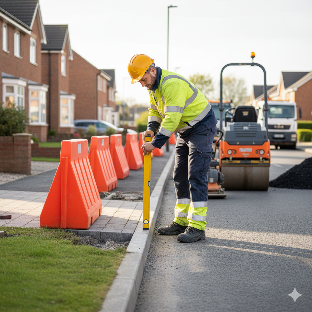 Approved contractors use precision tools and methods to ensure every dropped kerb meets council specifications.