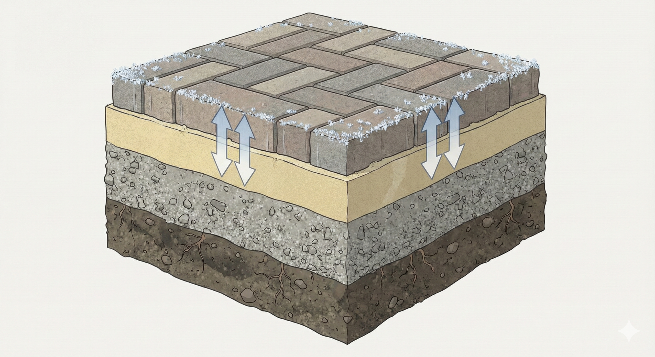 Top up paving joints and clear surface debris in autumn to stop winter frost from causing larger driveway problems.