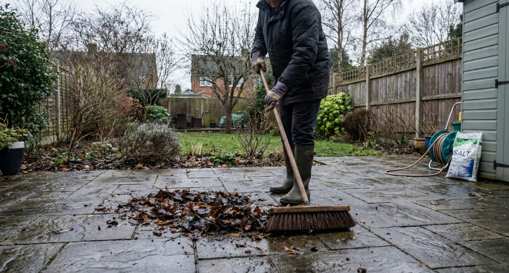Keeping patios clear of debris during winter helps maintain grip, reduces moisture retention, and protects surfaces from frost damage.