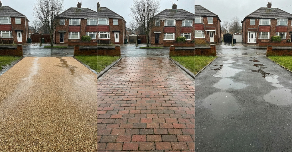 Different driveway materials manage winter rainfall in different ways, with drainage performance playing a key role in long-term durability.