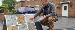 Driveway Contractor Presenting Paving and Material Samples