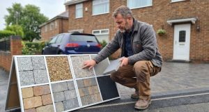 Driveway Contractor Presenting Paving and Material Samples