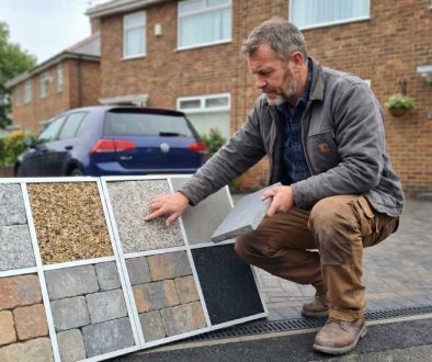Driveway Contractor Presenting Paving and Material Samples