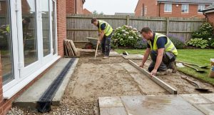 Residential Patio Installation Base Preparation & Threshold Drainage Solutions
