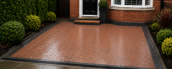 Newly installed block paving with steps and drainage