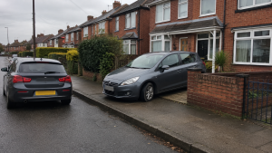 Quiet suburban street on an overcast day