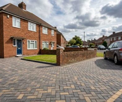Charcoal block paving driveway