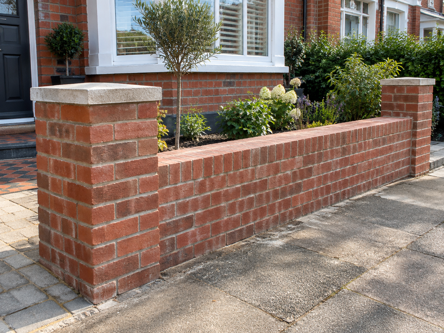 AI illustration of a red brick garden boundary wall