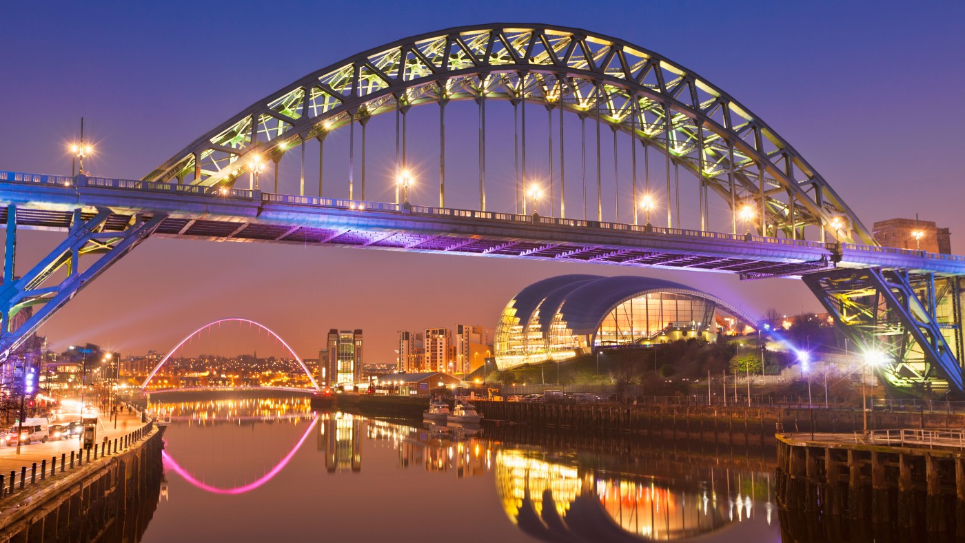 Tyne Bridge and the Newcastle Gateshead Quayside at dusk